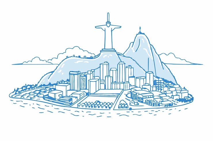 Vector rio de janeiro city illustration on white background