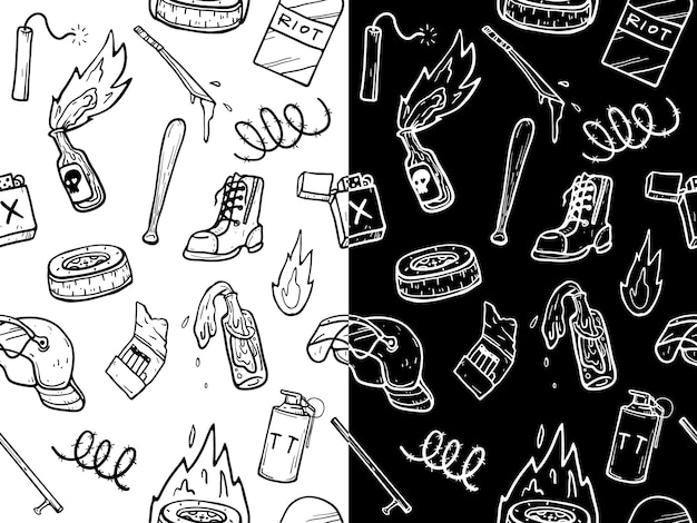 Vector riot stuffs icon seamless pattern