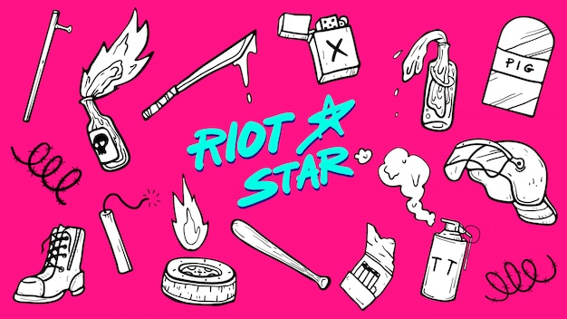 Vector riot stuffs icon set