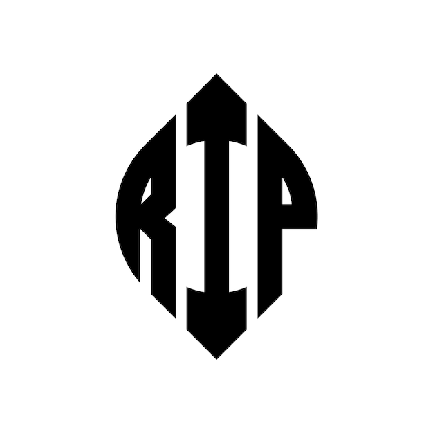 Rip cirkel letter logo ontwerp met cirkel en ellips vorm