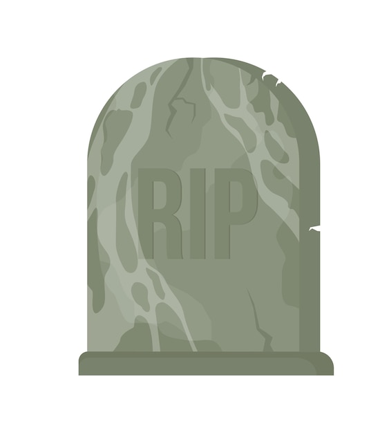 RIP gravestone semi flat color vector item