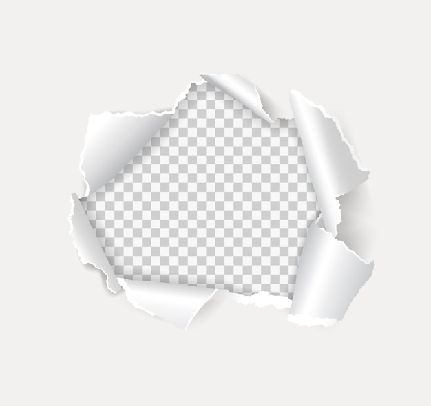 Premium Vector  Rip open paper holes with torn edges, hole in wall.  realistic white page sheet with round crack or burst on transparent  background vector. damaged gap with teared and ragged