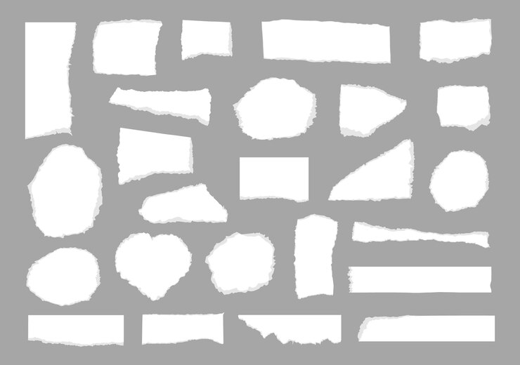 Vector rip paper pieces fragments of page
