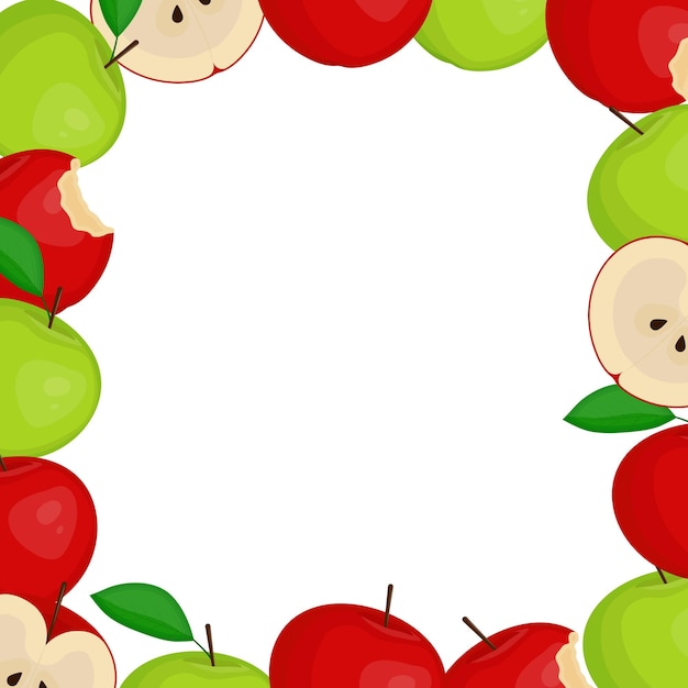 Vector ripe apple frame summer design vector illustration