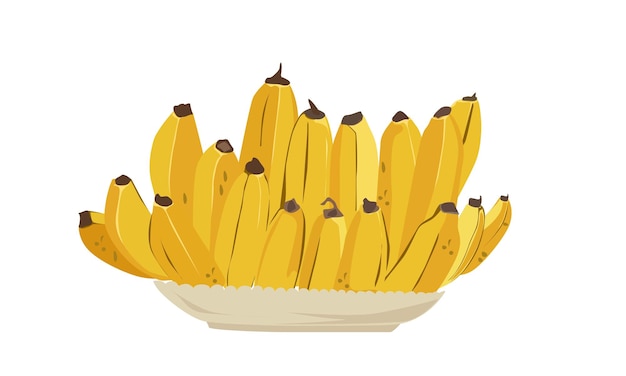 Vettore di banane mature frutta tropicale gialla clip art di frutta di nuovo anno vettore piatto in stile cartone animato