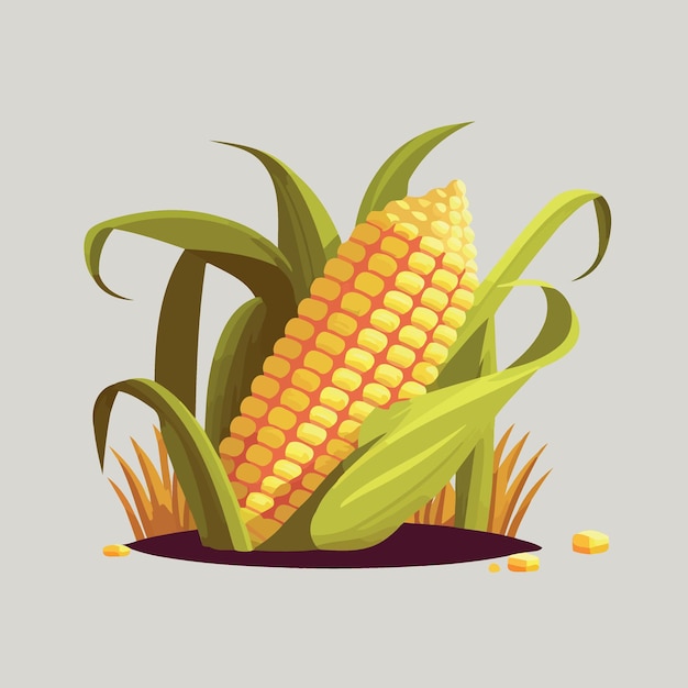 Vector ripe corn on the cob vegetable food