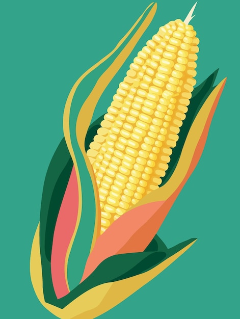 Vector ripe corn on the cob vegetable food