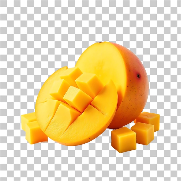 Ripe delicious cut Mango Slices PNG doorzichtige achtergrond