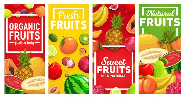 Vector ripe fruits vector vertical banners