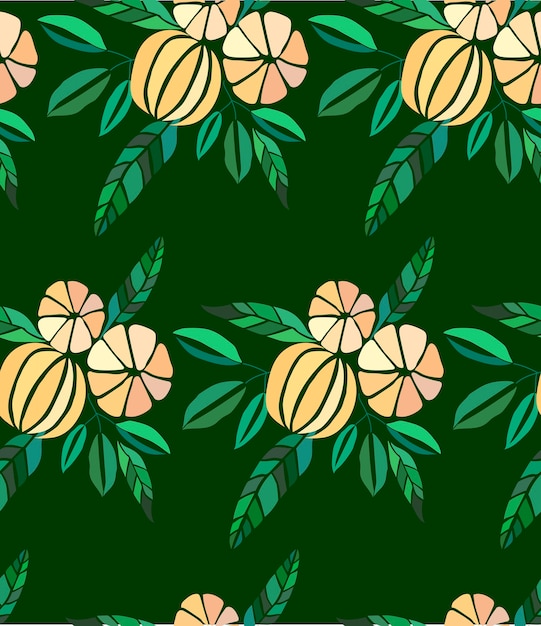 Vector ripe juicy lovely orange summer autumn dessert slices of oranges and mandarins pattern