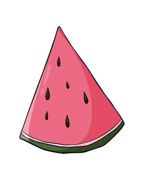 Ripe juicy pitted watermelon slice berry harvest plants doodle linear coloring cartoon