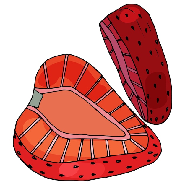 Спелая сочная клубника Изолированная векторная иллюстрация натуральных вегетарианских ягод Ручной рисунок