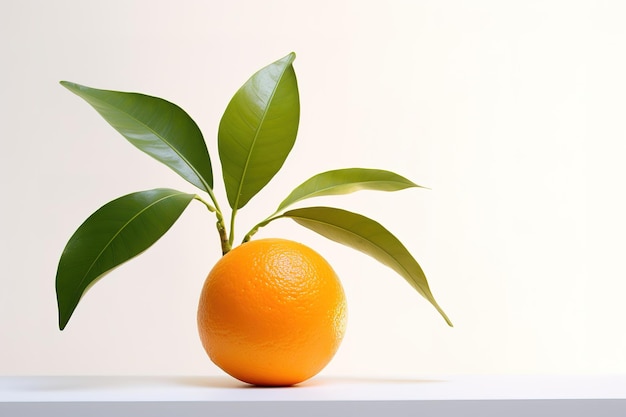 Vector ripe oranges with green leaves isolated on white