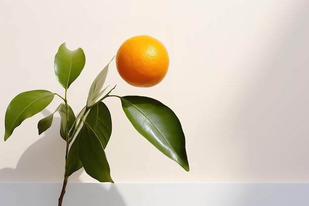 Vector ripe oranges with green leaves isolated on white