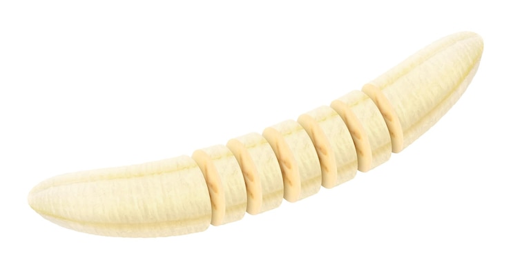 Vector ripe peeled sliced banana isolated on transparent background tropical exotic banana fruit with soft