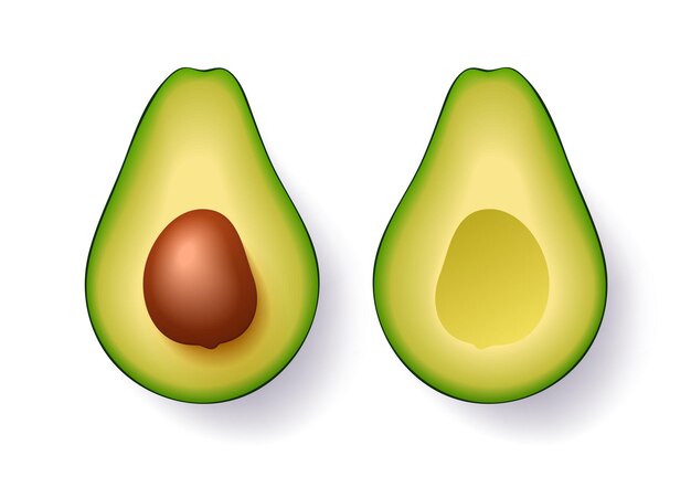 Ripe slices of avocado isolated design