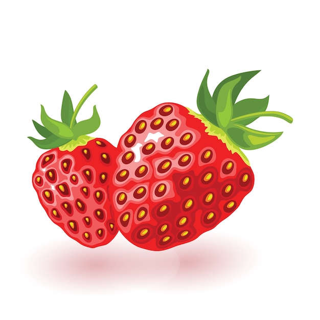 ripe strawberry with green leaves