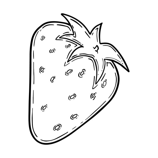 Ripe whole strawberry doodle linear