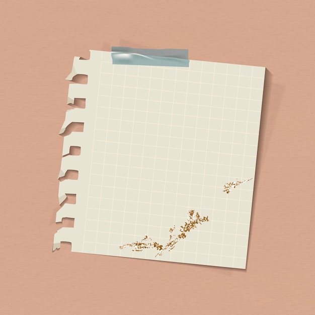 Vector ripped beige grid note paper template vector