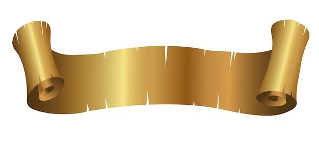 Vector ripped curly horizontal shiny golden banner