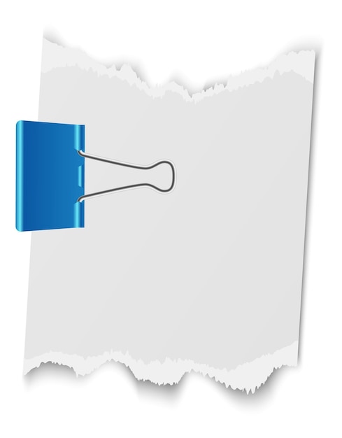 Vector ripped paper note attached with metal binder clip
