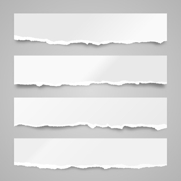 ripped paper strips realistic crumpled paper scraps with torn edges shreds of notebook pages vector