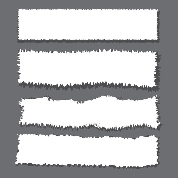 Vector ripped paper tape with jagged edges. set of abstract grange paper sheets
