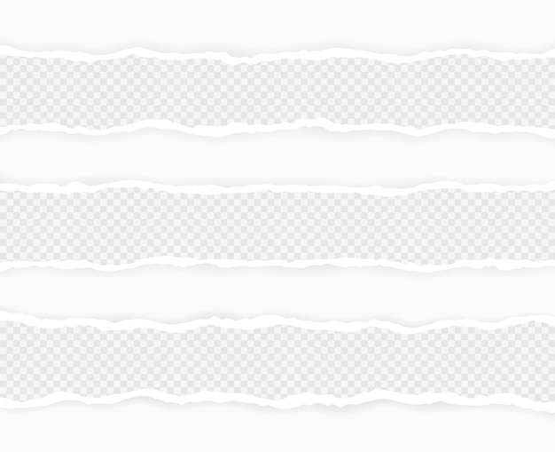 ベクトル テキストまたはメッセージ用のリッピングされた正方形の横方向の紙ストリップ 破れた紙の端 破れた紙のストライプ ベクトル図