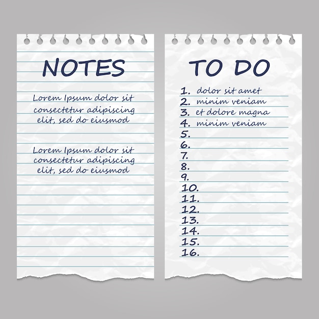 ripped vintage paper pages for notes and to do list