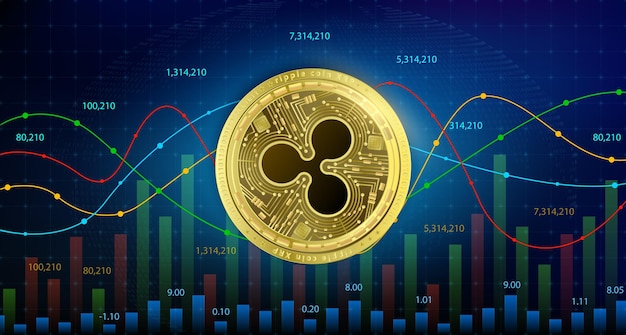 Vector ripple (xrp) coin gold cryptocurrency blockchain future digital currency replacement technology.