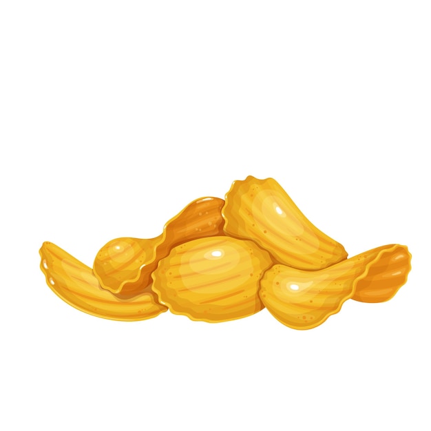 Ripples potato chips   illustration. Pile crispy potato snack isolated  