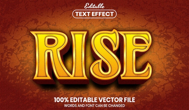 Vector rise text, editable text effect