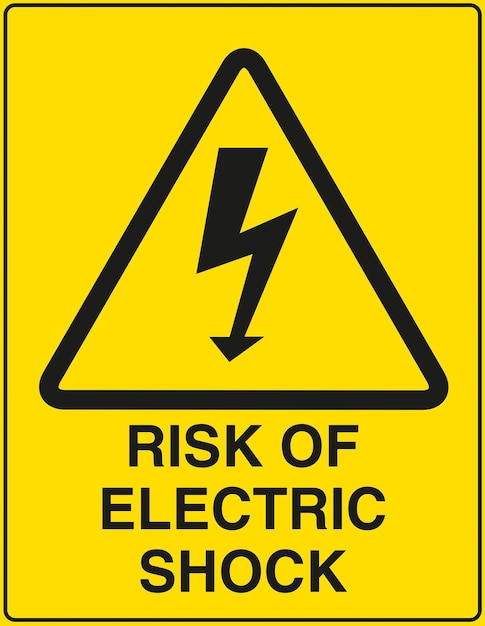 Risico op een elektrische schok teken op een gele achtergrond