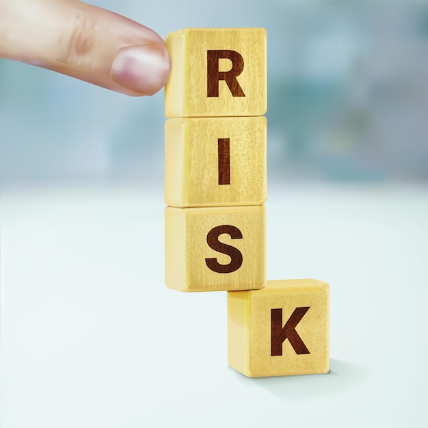 Risk concept wooden cubes spelling risk vector illustration