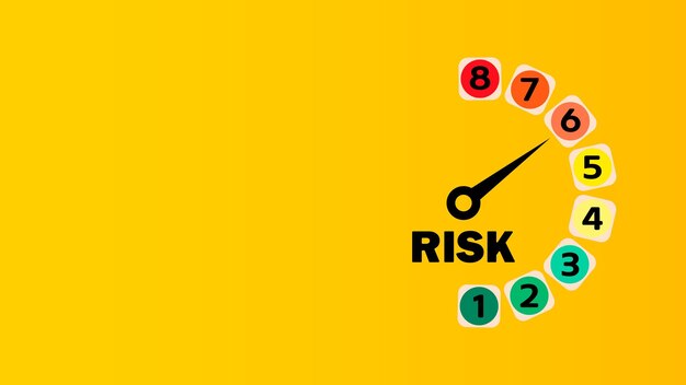 Vector risk level indicator rating print screen wooden cube block since low to high on yellow background
