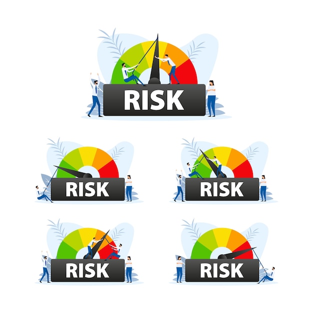 Vettore misuratore del livello di rischio gestione e mitigazione dei rischi per un futuro sicuro e di successo