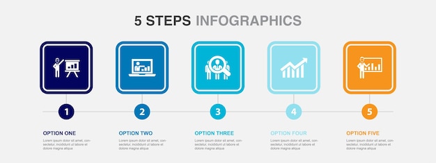 Controllo della gestione del rischio identificare analizzare icone del livello di rischio modello di progettazione infografica concetto creativo con 5 passaggi