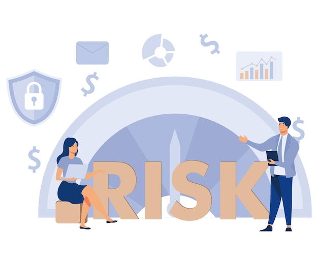 Vector risk management risk assessment concept evaluate analysis risk flat vector modern illustration