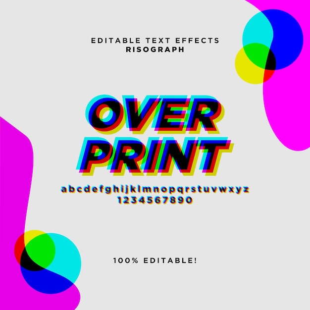 Risograph of overdruk teksteffect sjabloon vectorformaat bewerkbaar