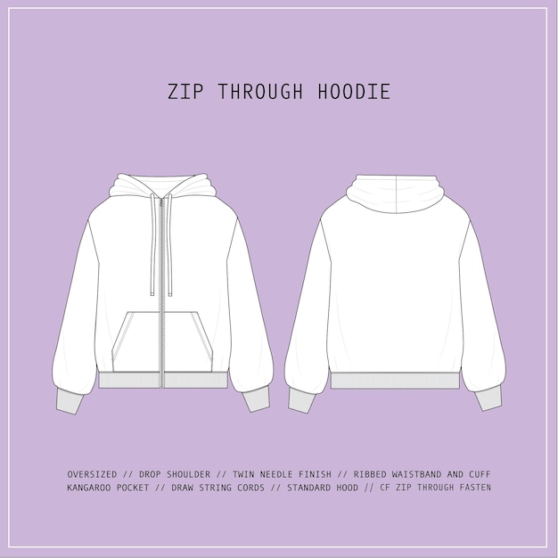 Rits door Hoodie Fashion Vector