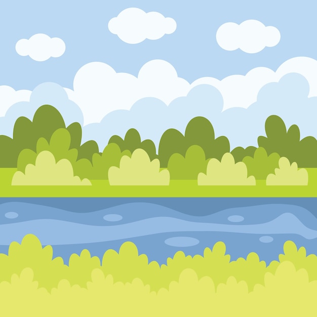 River Bank Landscape Isolated Background