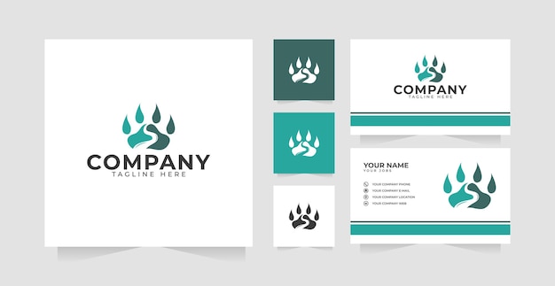 River bear claw logo design inspiration and business card