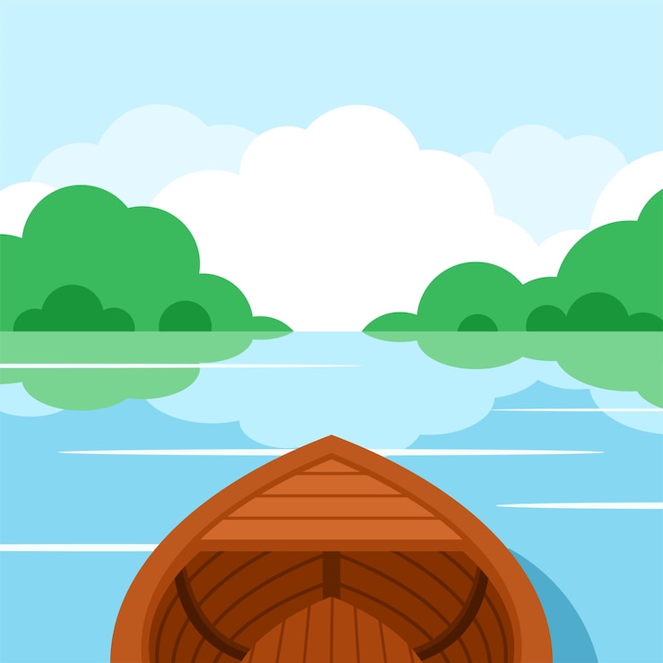 Vector river boat isolated background