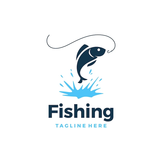 river fishing logo design vector illustration