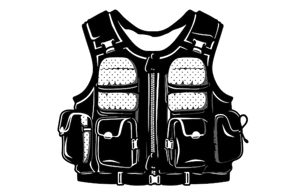 Vector river fishing vest vector fishing vest silhouette vest icon