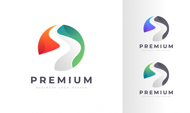 Vector river and highway modern colorful logo design