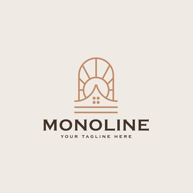 River House Monoline Logo Template Vector Illustratie