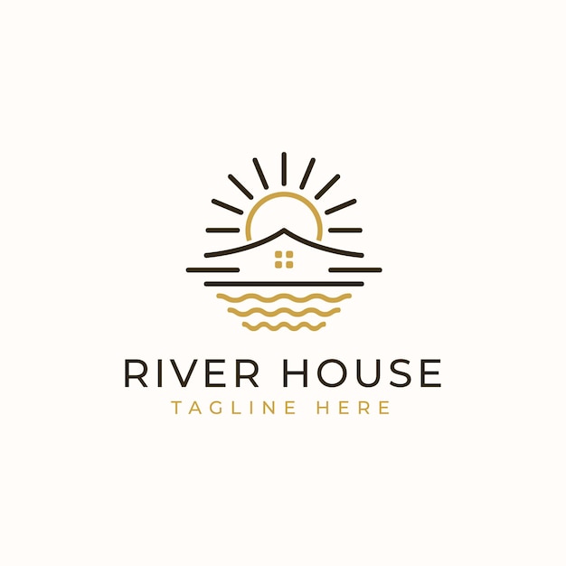 River House Monoline Logo Template.