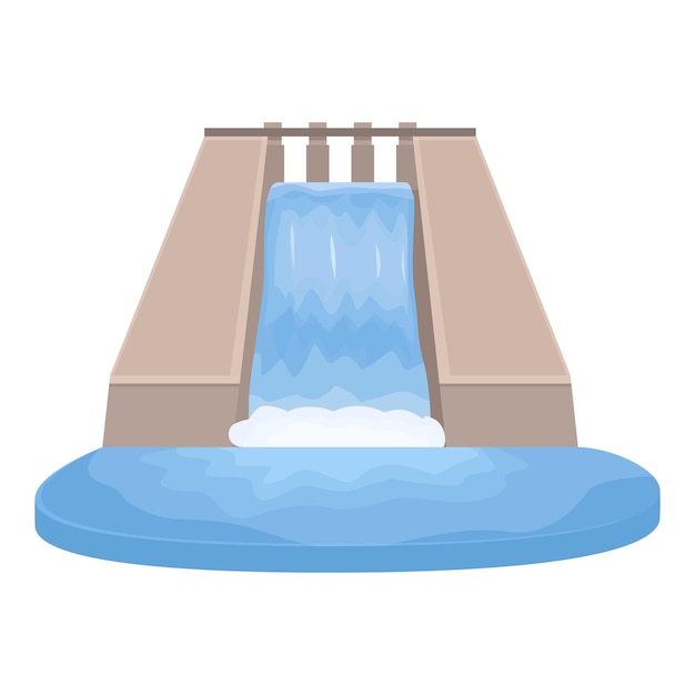 River hydro power icon cartoon vector factory city generator