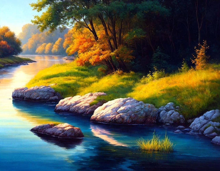 Vector river landscapes